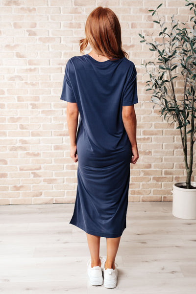 Keeping It Chill Drop Shoulder Maxi Dress in Dark Night