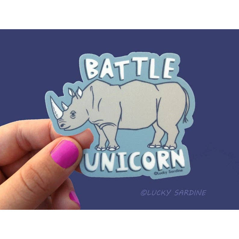 Rhinoceros Rhino Battle Unicorn Vinyl Sticker