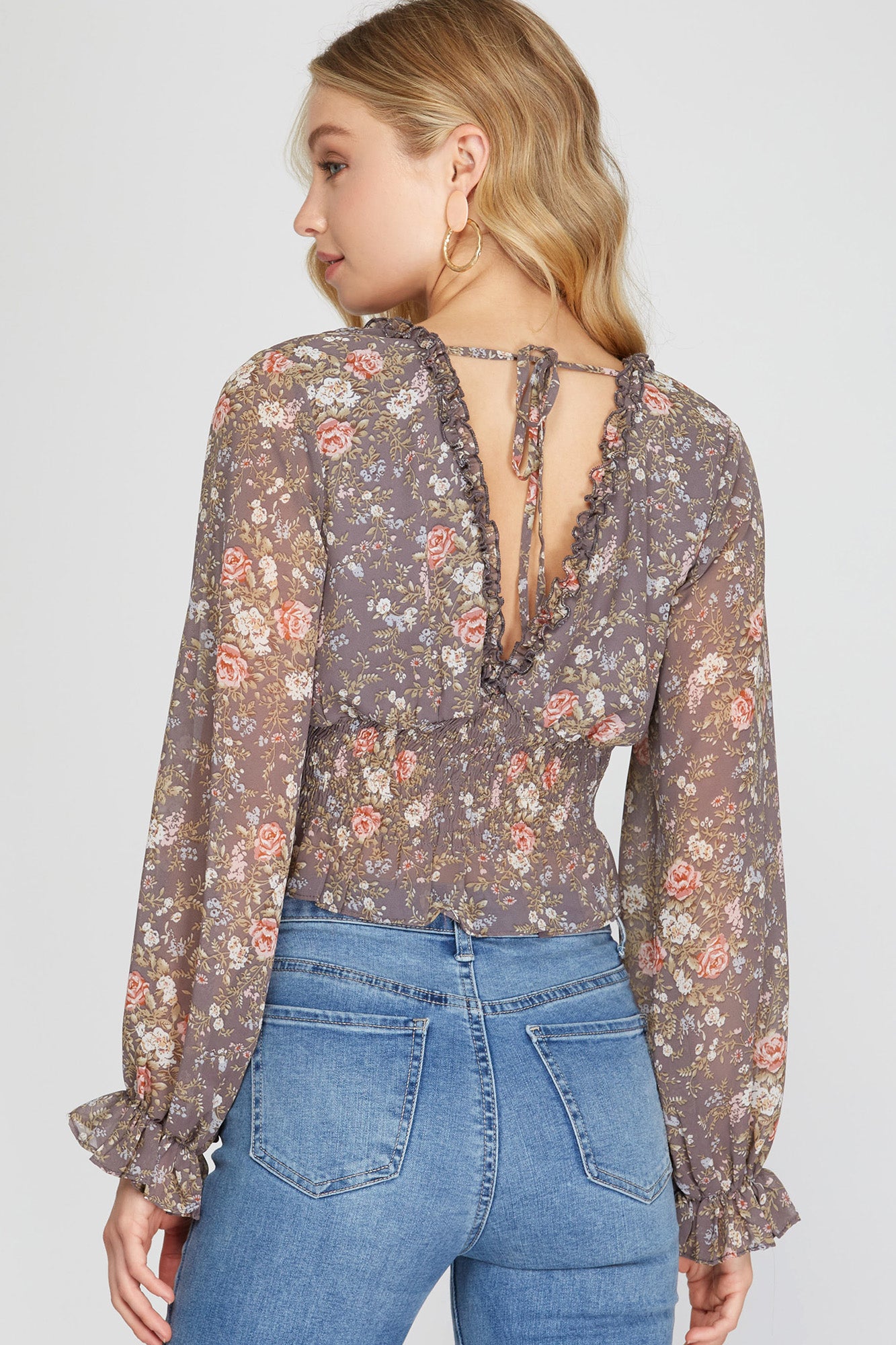 Long-sleeved Ruffled Top