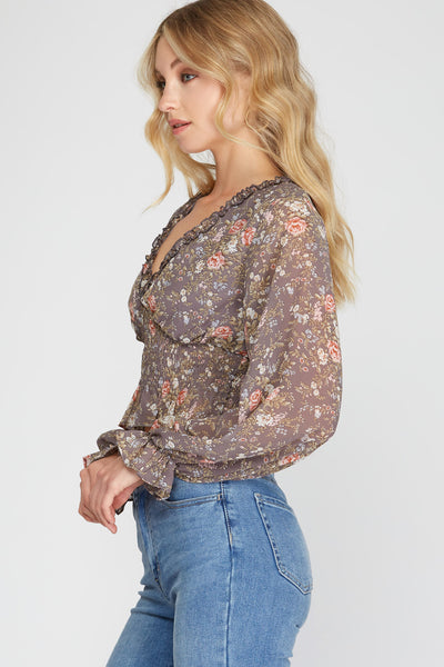 Long-sleeved Ruffled Top